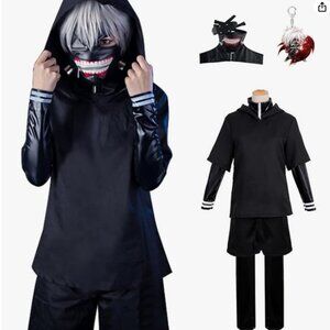 Kids Black Hooded Costume with Mask and Accessories